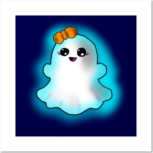 A Cute Little Ghost Girl With An Orange Bow! Posters and Art